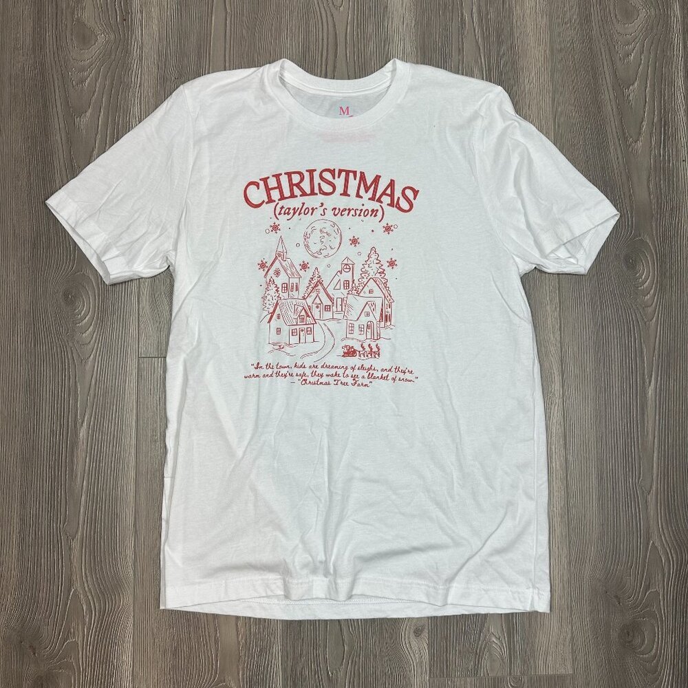 Taylor's Version Christmas Tree Farm Tee‎ Holiday Graphic Shirt White Medium